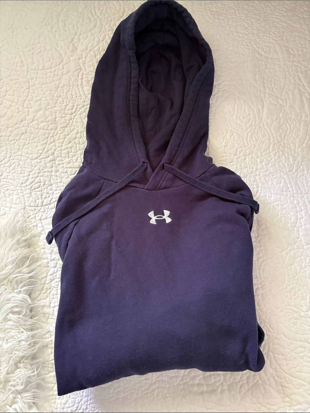 Under Armour Navy Hooded Pullover with White Logo